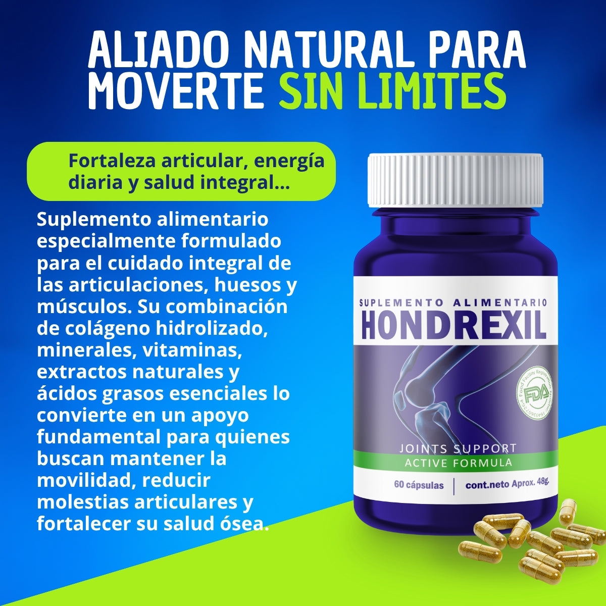 HONDREXIL 60 CÁPSULAS 1600 mg por Dosis